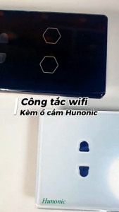 Công Tắc Thông Minh Wifi Hunonic Datic Kèm Ổ Cắm Công Tắc Cảm Ứng 2 Nút Điều Khiển Hẹn Giờ Qua App