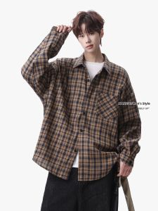 NANSSE | American Retro Checkered Long Sleeve Loose Casual Shirt