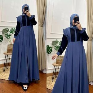 Moza Maxy Dress Wanita Terbaru 2022 Gamis Cerutty Babydoll Busui Friendly Pakaian Muslimah Layer Import Kekinian Murah