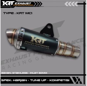 Knalpot Racing Silincer KRT MC1 Original Balap Kompetisi Ninja 250 Vixion R15 Gsx Cbr New Old Facelit k45 Lokal 250rr Satria Sonic Supra Kharisma Jupiter Vega Blade Revo Shogun Nmax Aerox Pcx Vario Beat Mio