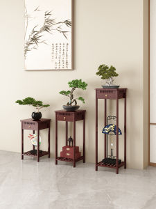 New Chinese Style Indoor Living Room Potted Plant Stand Terrace Bamboo Vinecraft Storage Rack Square Shape Floor Mounted