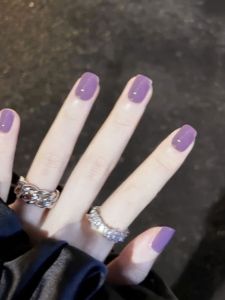 Mini Taro Purple Short Square round Wear Nail Stickers Nail Finished Product Gentle Minimalist Monochrome Detachable Fake Nail Tip