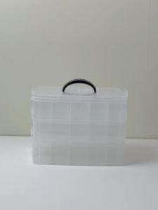 1pc Three-Layer 30 Grid Plastic Hardware Storage Box Transparent Rectangular Portable Hand-Held Screw Bolt Parts Sorting Box
