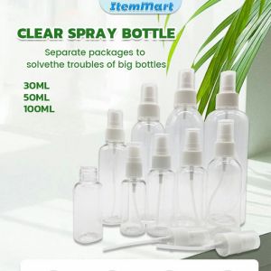 ItemMart 30/50/100ML Transparent Plastic Spray Bottle 30/50/100ML for Alcohol Atomizer Cosmetics Travel