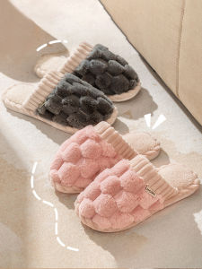MONLEYTA | Couples Cotton Slippers Indoor Warm Thick Bottomed Plush Home Shoes Comfortable Cozy Autumn Winter Home Use Matching Set