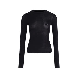 Cloud Wild Womens Long Sleeve round Neck Base Shirt T-Shirt Wool Blend Autumn Wear Transparent Design Daily Style