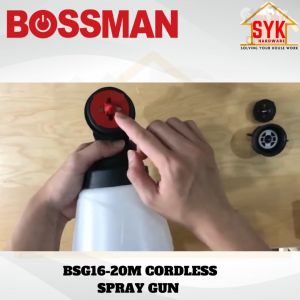 SYK (Free Shipping) BOSSMAN BSG16-20M Cordless Paint Spray Gun Battery 1000ml 20V Paint Sprayer Penyembur Cat