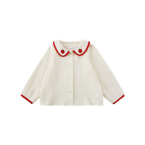 Countryside Style Girls Outfit Spring Autumn Doll Collar Blouse Lace Hem Vest Dress Cotton Blend Fabric Plaid Pattern Casual Wear