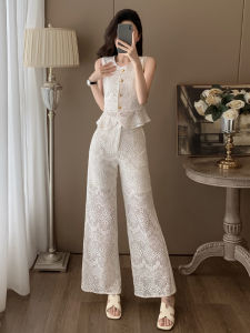 SUYE | Summer White Lace Elegant Two-Piece Set Womens Outfit