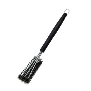 Stainless Steel 3-head Grill Brush with Scraper