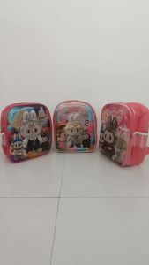 Tas LABUBU Tas Sekolah Anak Perempuan TK PAUD Gratis Botol Lampu Led Gambar Timbul