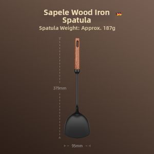 Ergonomic Wooden Handle Cooking Spatula Ladle