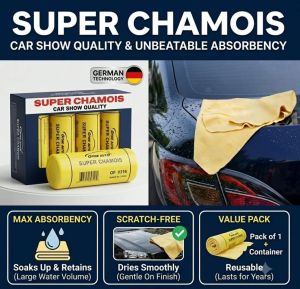 German Technology ODM Super Chamois Synthetic Premium Drying Chamois Cloth Super Absorbent Scratch-Free and Washable LONG LASTING Super Shammy for car bike motorcycle truck AUV SUV home office