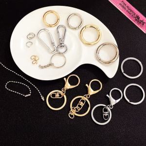Keychain Accessories Material DIY Metal Key Ring Circle Lobster Buckle Bead Necklace Handmade Ornament Hardware Accessories Pendant