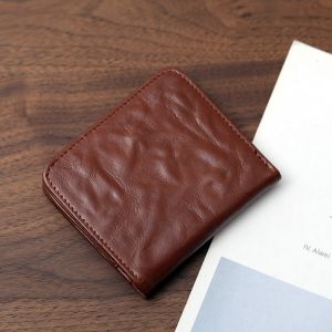 LINGU | Compact Vintage Genuine Leather Wallet with Multiple Card Slots and Coin Pocket