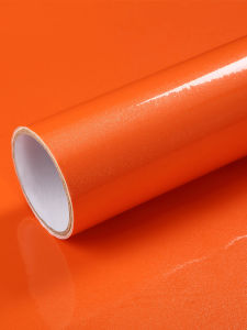 Oil Resistant Orange Wall Stickers Modern Simple Style Kitchen Cabinet Refurbishment Self Adhesive Waterproof PVC Wall Paper