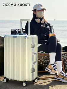 CiorvKuosti Multi-Functional Aluminum Frame Luggage Fashionable Travel Suitcase for Women Durable Carry-On Bag