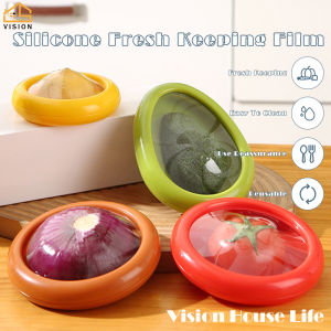 Vision 4Pcs Transparent Film Fruit and Vegetable Fresh-keeping Box Bag Reusable Lemon Avocado Tomato Onion Refrigerator Storage Box Washable Travel Fruit Snack Storage Bag