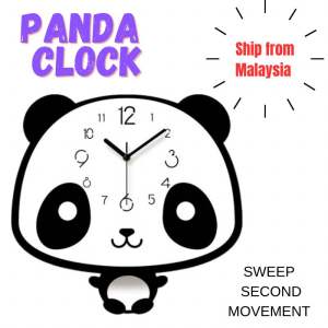 🇲🇾Panda 3D Acrylic Swing Modern Wall Clock Sweep Second Jam Dinding Ship from Malaysia