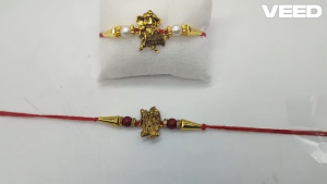 Handcrafted Ganesha & Radha Krishna Rakhi Set for Brother | Raksha Bandhan Thread with Pearl & Bead Work | Traditional Festival Gift (Pack of 1 Pc)