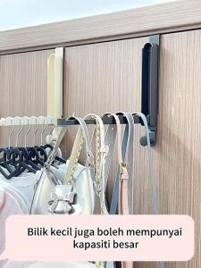 YT Foldable Aluminum Clothes Drying Rod Behind Door No Drilling Installation