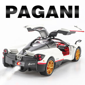 1:24 Huayra Senna Toy Car Spray Supercar Models Metal Diecast Doors Opened Front Wheel Steering Shock Absorption for Kids Gifts