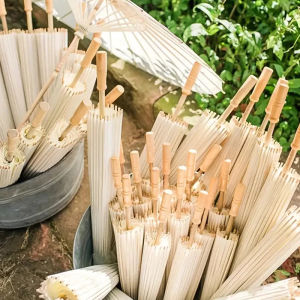 Paper Parasol Chinese Paper Umbrellas White DIY Photography Props for Baby Shower Party Wedding