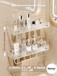 BAOJIAWANG | Wall-mounted No Drilling Acrylic Bathroom Organizer