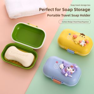 Portable Travel Soap Box Mini Cute Cartoon Sealed Double Layer Draining Cover Storage Box Household Bathroom Accessories