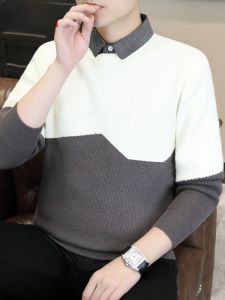 HENGYUANXIANG | เสื้อสเวตเตอร์คอโปโลหนาสำหรับผู้ชาย เสื้อชั้นในแบบหนา อบอุ่น แฟชั่นฤดูใบไม้ร่วง/ฤดูหนาว เสื้อผ้าทำงาน ผ้าฝ้ายผสม