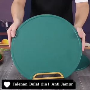 Talenan BULAT Anti Jamur 2in1 Alas Tatakan Pemotong Daging Ikan Buah Sayuran Roti Cutting Board Anti Slip Bacteri