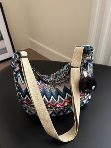 กระเป๋าผ้าใบสไตล์วินเทจแบบลำลองสำหรับผู้หญิง กระเป๋าสะพายข้างแบบสะพายข้างแฟชั่นแบบอเนกประสงค์ กระเป๋าผ้าใบสไตล์จีนใหญ่