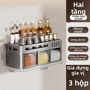 Hộp Đựng Gia Vị Đa Năng Treo Tường Không Cần Khoan