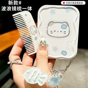 Bàn Chải Tóc Mini Cầm Tay Có Gương Nhỏ Có Nắp Mở Tiện Dụng Cho Bé Gái Đi Học Gói Bàn Chải Tóc Và Gương Nhỏ