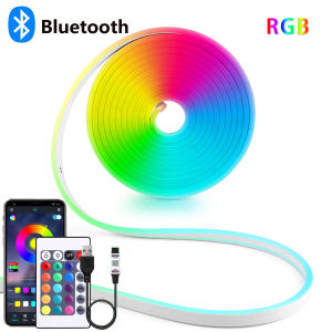 DC5V USB RGB Neon LED Strip 1/2/3/4/5M IP65 Waterproof Neon Strip Bluetooth App and Remote Control For Neon Decortion Lighting