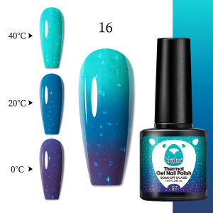 7ml Thermal Color-Changing Gel Polish - Reflective Glitter Soak-Off /LED Semi-Permanent Nail Varnish & Odorless 0°C to 30°C Ac