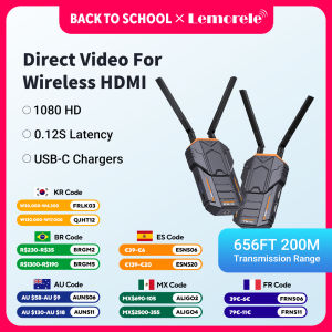 Lemorele | Lemorele Wireless HDMI Extender Kit 1080P Transmitter and Receiver 200m Video Transceiver for Photography Live Streaming