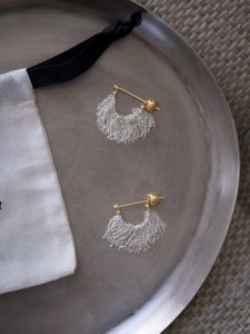 Crushoy S925 Silver Sparkling Tassel Earrings Handwoven Vintage Design Luxurious Slimming Lightweight Fashion Jewelry