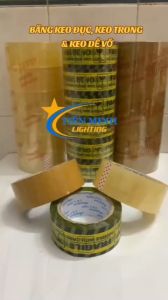 [Giá rẻ] 1 cây 6 cuộn băng keo đục/trong 200Y 1.8kg lớp keo bám dính tốt dùng dán thùng carton