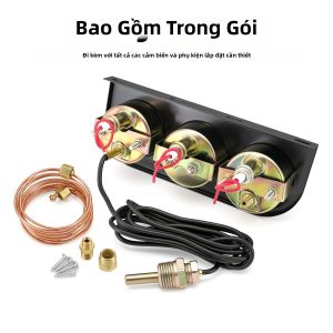 RYSJM | Bộ Đồng Hồ Đo Tự Động 3 Trong 1 52MM Với Đồng Hồ Đo Áp Suất Dầu Ampe Kế Và Nhiệt Độ Nước Cảm Biến Nhiệt Độ Đa Năng Cho Xe Hơi 12V