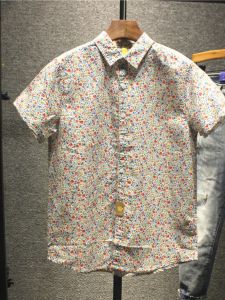 Mens Short Sleeve Floral Print Casual Shirt Summer 2024 New Style Versatile Polyester Fiber Breathable Thin Quick Dry Shirt