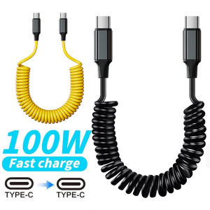 100W 5A Loại C để Loại C nhanh chóng sạc cáp lò xo Cáp dữ liệu Sạc nhanh tương thích với iPhone Samsung Xiaomi mùa xuân Kính thiên văn Cáp