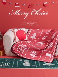Christmas Theme Blanket Winter Afternoon Nap Sofa Bed Covering Decorative Thick Polyester Fiber Quilt Cartoon Animation Pattern