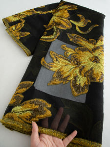"Luxury Black Mesh Lace Fabric with Pink Floral Embroidery - French Net Lace for Dress/Scarf Sewing Craft"
