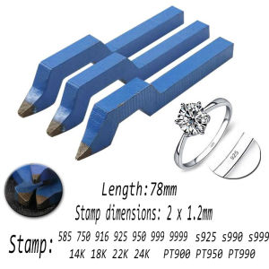 950 24K 916 18K Steel Punch Set Curved Stamp Mold for Golds Silver Jewelry Marking Hammer Punching Tool for Rings Bracelet Makin