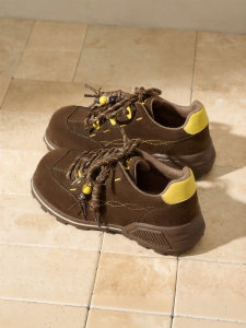Josiny | Warm Thick Heel Brown Leather Shoes