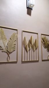 Fast Delivery Metal Golden Leaves Wall Frame Decoration Hiasan Dinding Ruang Tamu Gambar Daun Wall Decoration Living Room