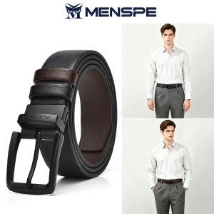 MENSPE Men Belts Double Color Leather Belt Second-layer Cowhide Leather Pin Buckle Belt 120cm Adjustable Length Dress Belts for Men with Classic Buckle Vintage Jeans Belt for Men