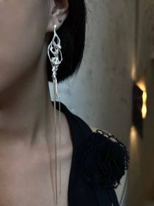 Elegant Long Streamside Designer Earrings Vintage Chinese Style Womens Fashion Jewelry Ear Decorations Silver Gold Plated