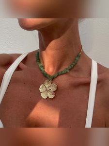 Ingemark Bohemian Crushed Stones Chain Big Flower Pendant Necklace Women Exquisite Trendy Summer Beach Club Party Jewelry Gifts